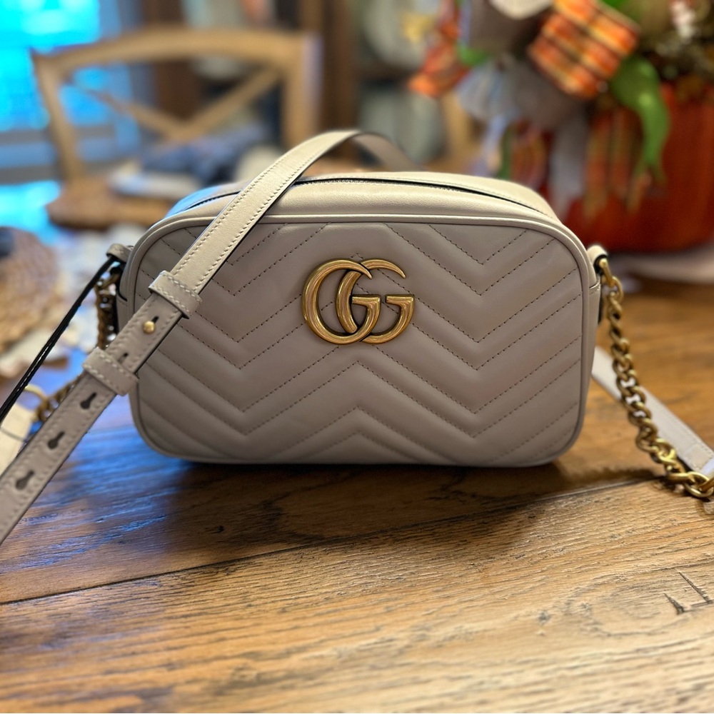 Gucci GG Marmont handbag - light grey leather
